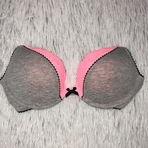 32B Sexy Gray with Pink Lace Bra!